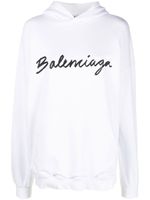 Balenciaga hoodie en coton à logo imprimé - Blanc