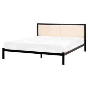 Beliani-CLAMART-Tweepersoonsbed-Lichtbeige|Zwart-160 x 200 cm-Metaal