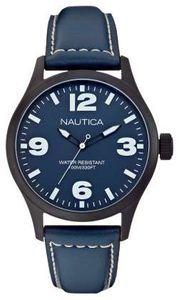 Horlogeband Nautica A13615G Leder Blauw 22mm