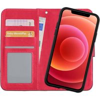 Basey iPhone 11 Hoesje Bookcase Hoes 2-in-1 Cover - iPhone 11 Hoes 2-in-1 Hoesje Case - Donker Roze