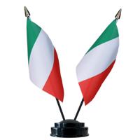 Italie tafelvlaggetjes set - dubbele vlaggetjes op 1 standaard - 10 x 15 cm mini vlaggen
