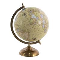 Clayre & Eef Wereldbol 22x22x33 cm Geel Hout Globe