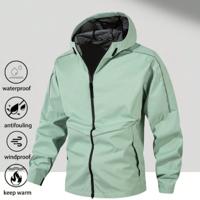 Men's Green Windbreaker - Waterproof Hooded Hiking Jacket Green / L