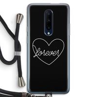 Forever heart black: OnePlus 7 Pro Transparant Hoesje met koord
