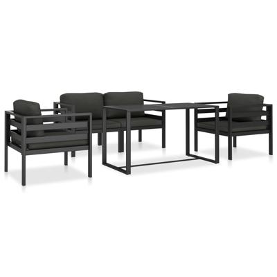 5-delige Loungeset met kussens aluminium antraciet