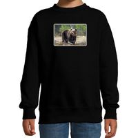 Dieren sweater / trui met beren foto zwart voor kinderen - thumbnail