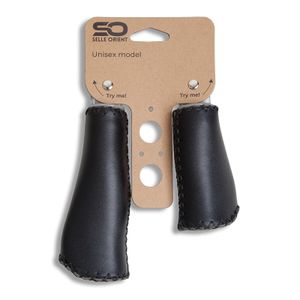 Selle Orient fiets handvatten - microvezel leer - schakelversnelling - 130/92mm - zwart