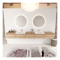 Mondiaz Bukla 300cm badmeubel met module 60 kleur washed oak met 5 lades wastafel dubbel 2 kraangaten kleur talc