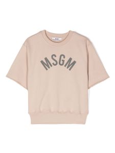 MSGM Kids sweat en coton à logo imprimé - Tons neutres