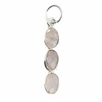 Edelsteen Hanger Rozenkwarts 3 Stenen - Zilver - 20 x 4 mm