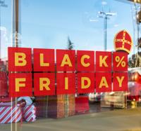 Korting met strikjes en mijter black friday sticker etalage