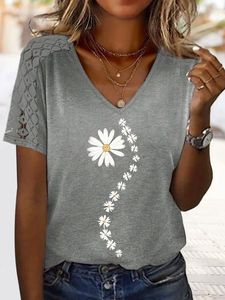 Crew Neck Casual Daisy Loose T-Shirt