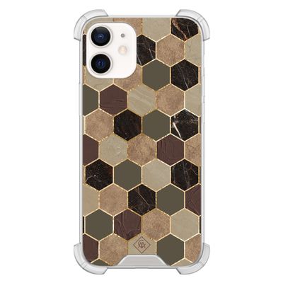 iPhone 12 mini shockproof hoesje - Kubus groen bruin