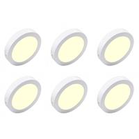 LED Downlight 6-pack - Rond 18W - Warm Wit 3000K - Ø225mm - Mat Wit
