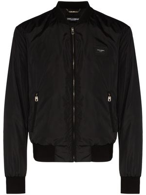 Dolce & Gabbana veste bomber à plaque logo - Noir