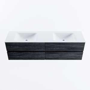 MONDIAZ VICA 170cm badmeubel onderkast Antracite 4 lades. Wastafel CLOUD dubbel 2 kraangaten, kleur Talc.