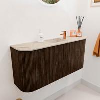 Toiletmeubel Mondiaz Joya Dlux | 93.2 cm | Meubelkleur Walnut | Faye wastafel Frappe Wasbak Midden | 1 kraangat