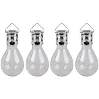 Sunnydays Solar sfeer hanglamp - 8x - tuin - lampenbol - wit - glas - 15 cm