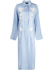 Cynthia Rowley robe-chemise à fleurs brodées - Bleu