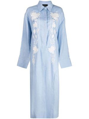 Cynthia Rowley robe-chemise à fleurs brodées - Bleu