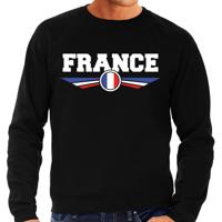 Frankrijk land thema sweater - met vlag kleuren - zwart - heren - Supporters trui - lange mouwen