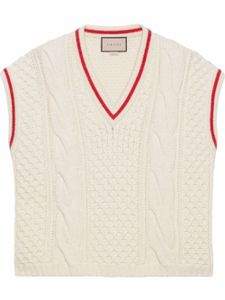 Gucci cable-knit V-neck vest - Blanc