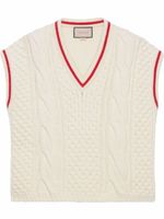 Gucci cable-knit V-neck vest - Blanc - thumbnail