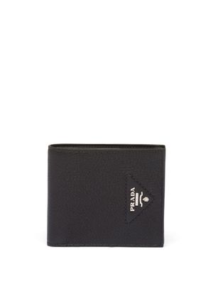Prada portefeuille grainé à plaque logo - Noir