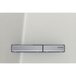 Geberit Sigma50 bedieningplaat, 2-toets spoeling frontbediening voor toilet 24.6x16.4cm chroom/zandgrijs 115.788.JL.2