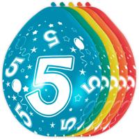Folat Ballonnen 5 jaar - 5x stuks - multicolor - verjaardag/jubileum - feestartikelen