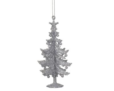 Boom plastic l3b7h13.5 cm zilver kerst - Decoris