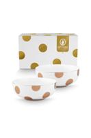 Pip Studio Set/2 Kommen Dot Delight Wit/Goud 15cm