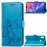 Lucky Clover bloemen patroon leergeval aangedrongen ASUS ZB631KL met houder & kaartsleuven & portemonnee & Hand Strap (blauw)