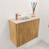 Toiletmeubel Mondiaz Joya Dlux | 50 cm | Meubelkleur Oak | Faye wastafel Nata Wasbak Links | 1 kraangat