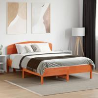 Bedframe zonder matras massief grenenhout wasbruin 135x190 cm