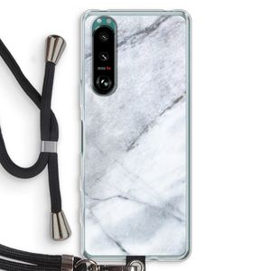 Witte marmer: Sony Xperia 5 III Transparant Hoesje met koord