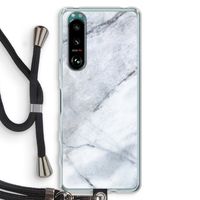 Witte marmer: Sony Xperia 5 III Transparant Hoesje met koord