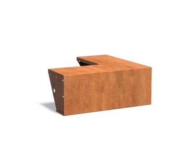 Keerwand cortenstaal buitenhoek 100x100x40cm. brede bovenrand