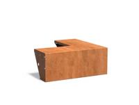 Keerwand cortenstaal buitenhoek 100x100x40cm. brede bovenrand