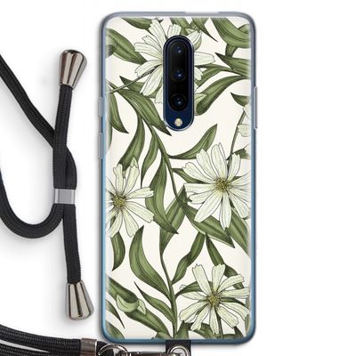 Wit bloemenpatroon: OnePlus 7 Pro Transparant Hoesje met koord