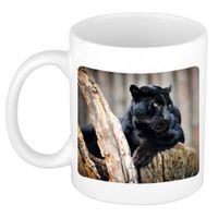 Dieren foto mok zwarte panter - panters beker wit 300 ml Dieren foto mok zwarte panter - panters beker wit 300 ml