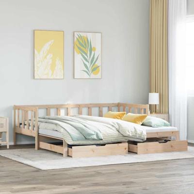 Slaapbank met onderschuifbed en lades zonder matras 90x200 cm