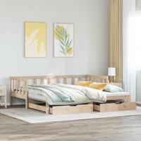 Slaapbank met onderschuifbed en lades zonder matras 90x200 cm