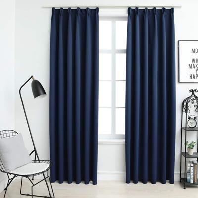 VidaXL Gordijnen verduisterend met haken 2 st 140x175 cm blauw