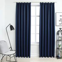 VidaXL Gordijnen verduisterend met haken 2 st 140x175 cm blauw