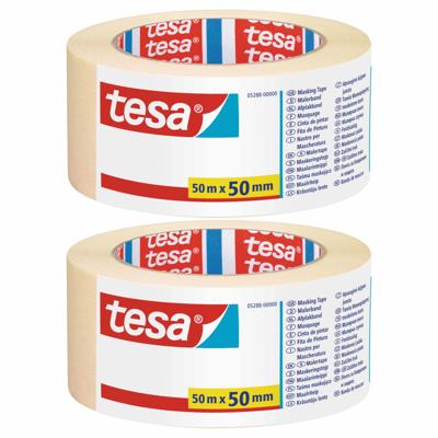 Tesa Afplaktape - 1x rol - schilderstape - 50 mm x 50 m - maskeertape