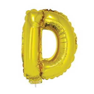 Gouden opblaas letter ballon D op stokje 41 cm   -