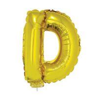 Gouden opblaas letter ballon D op stokje 41 cm   - - thumbnail