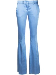 Philipp Plein pantalon évasé en satin - Bleu