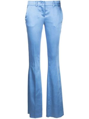 Philipp Plein pantalon évasé en satin - Bleu